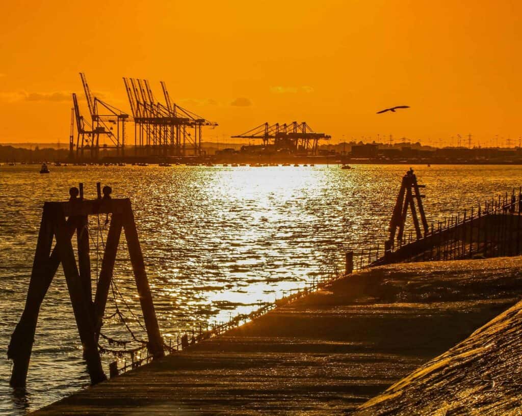 Southampton Removals, Southampton docks at sunset